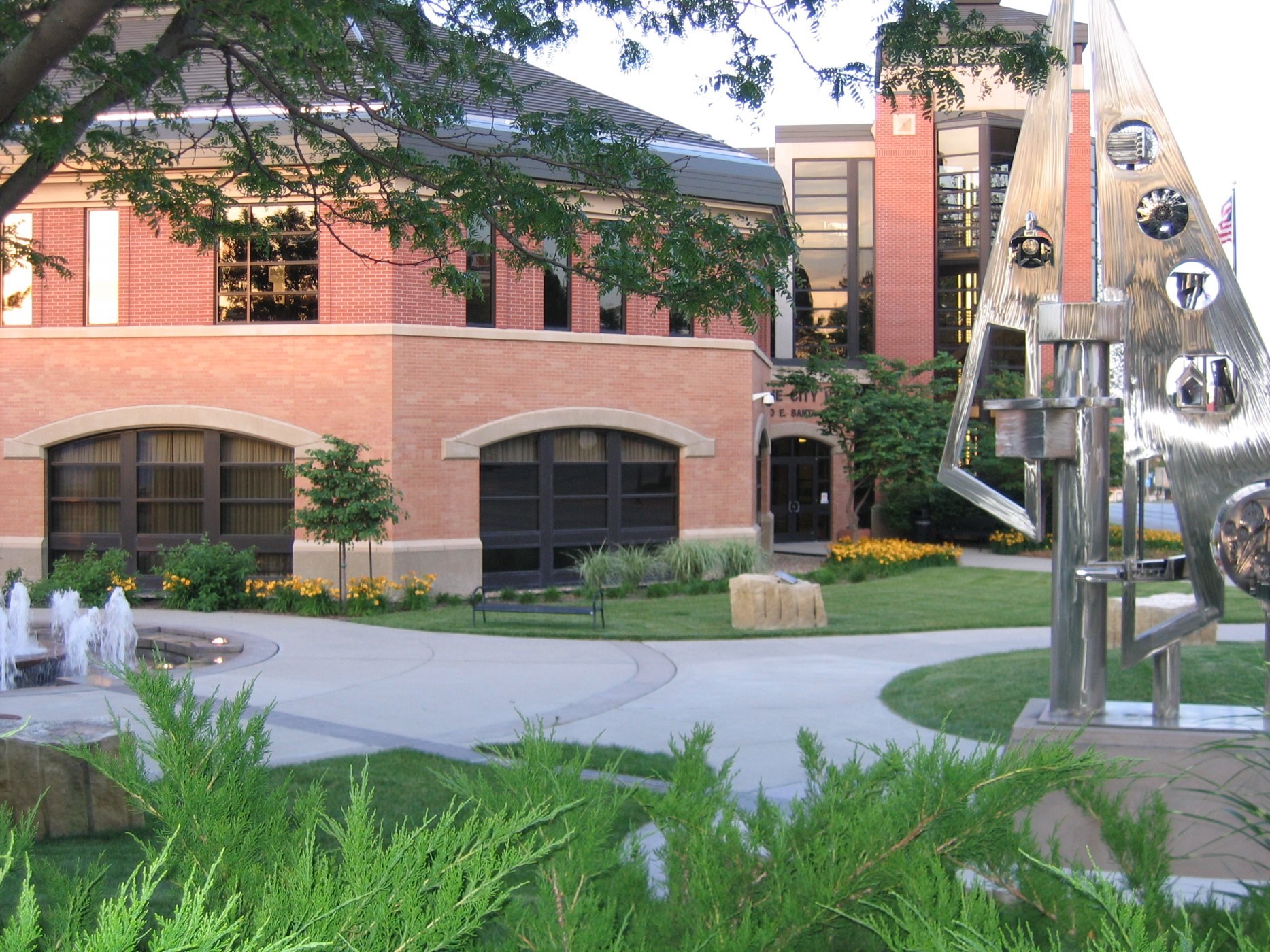 Olathe City Hall and its landscaped surroundings